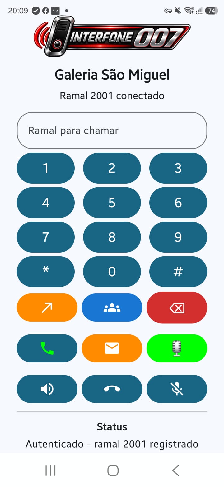 Aplicativo Interfone 007 no celular